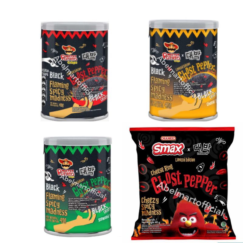 

(LIMITED EDITION!!) MISTER POTATO GHOST PEPPER / SMAX RING GHOST PEPPER /MIE GHOST PEPPER / MAMEE GHOST PEPPER / CRISPS GHOST PEPPER / GHOST PEPPER RASA MIE GORENG INDONESIA / GHOST PEPPER RASA BEEF SPICY MUSHROOM / GHOST PEPPER RASA CREAMY CURRY LONTONG