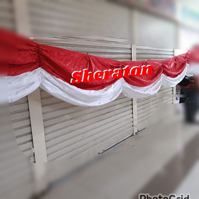 

bendera rempel bendera background vitrase merah putih satin meteran