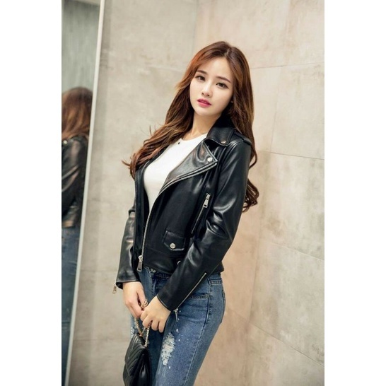 JAKET KULIT RAMONES WANITA / LEATHER JACKET FOR WOMAN / GOTHIC STYLE / POP PUNK STYLE / SKENA ABISS.