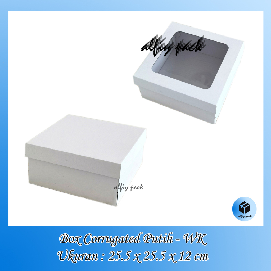 

1pack isi 10pcs KOTAK KUE TART CHIFFON 25X25X12 CM DUS CORRUGATED PUTIH JENDELA MIKA BOX HAMPERS KOTAK KADO DUS PUDING