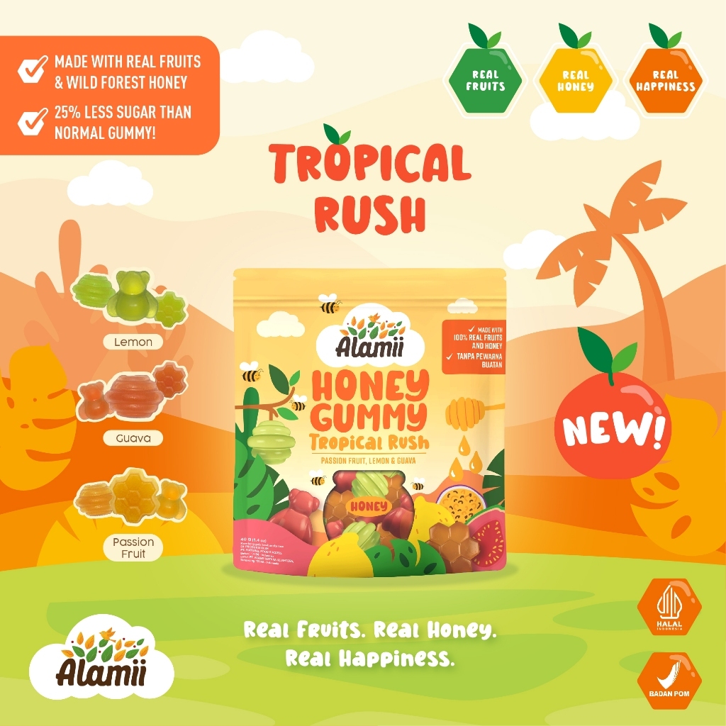 

Alamii Honey Gummy Tropical Rush & Wild Berries 40g