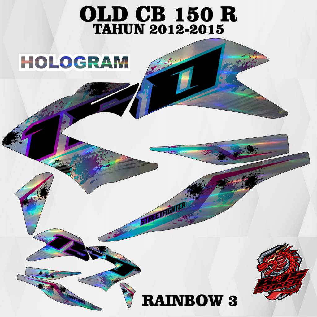 Striping old cb 150 r lama - Stiker Decal hologram old cb 150 r lama rainbow 1