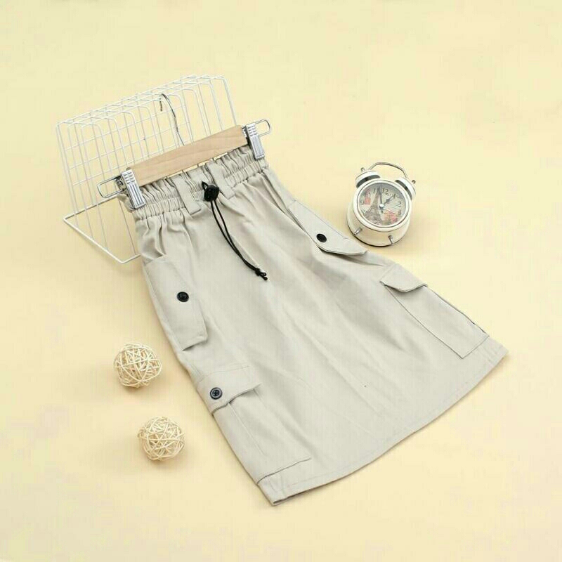 rok anak panjang cargo warna beige anak premium junior bawahan anak perempuan bahan streechy
