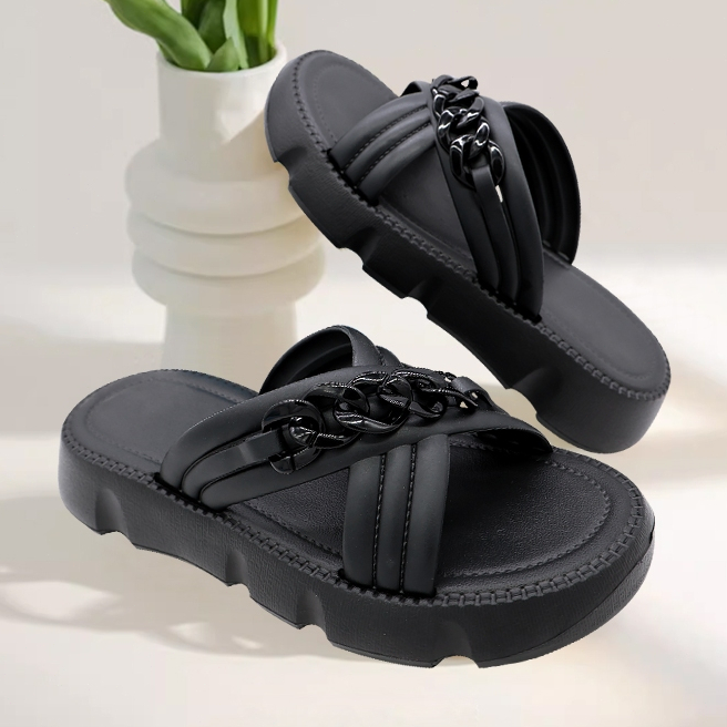 FENTINA Sandal Jelly Wanita Korea Sepatu Sandal Wanita Korea Wedges Platform Empuk Tali Belakang