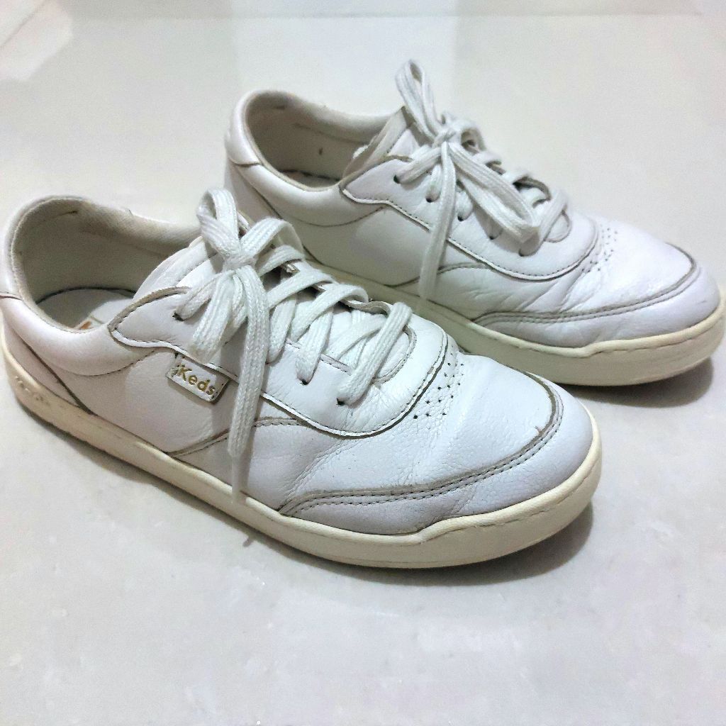 Keds Sneakers Women Leather Shoes White Sepatu Wanita Kulit Putih