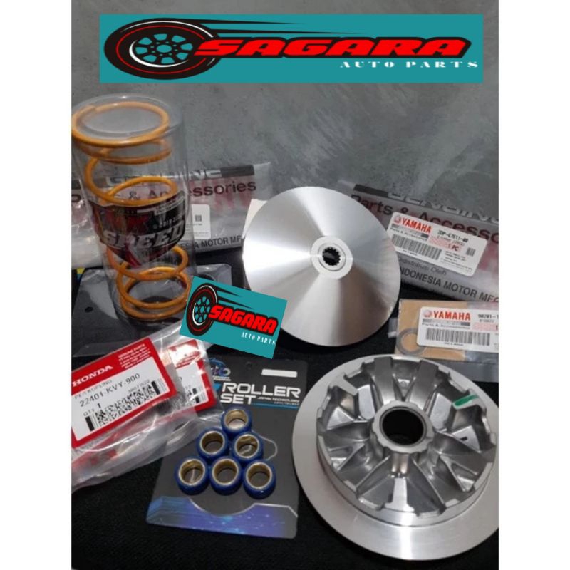 PAKET UPGRADE CVT PULLEY SET NMAX RUMAH ROLLER PULLEY SET NMAX AEROX LEXI ORIGINAL CUSTOM