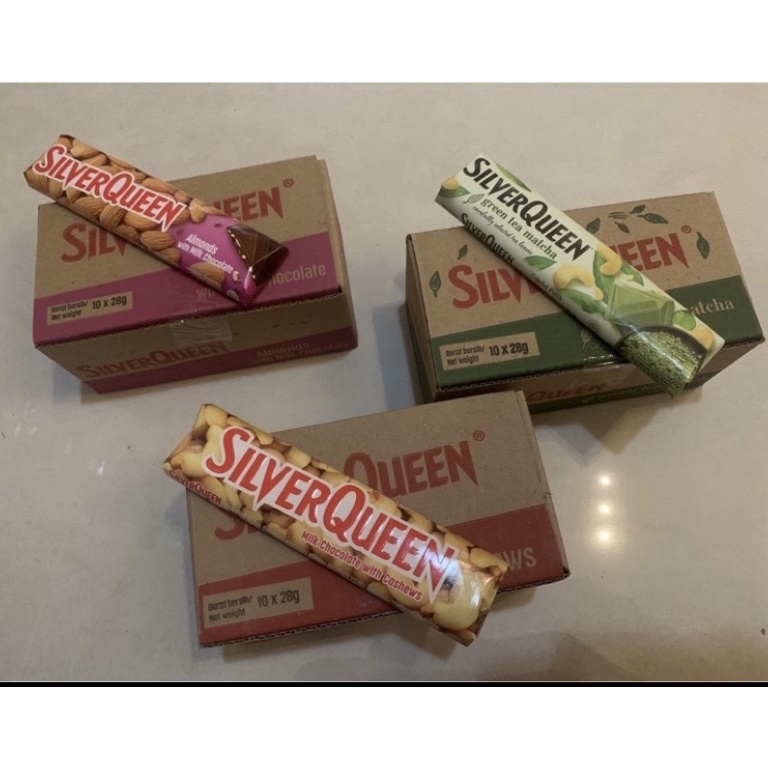 

SILVERQUEEN 25GR BOX isi 1 PCS COKELAT SILVER QUEEN Cashew Almond Green Tea YogHurt Very Berry BOX