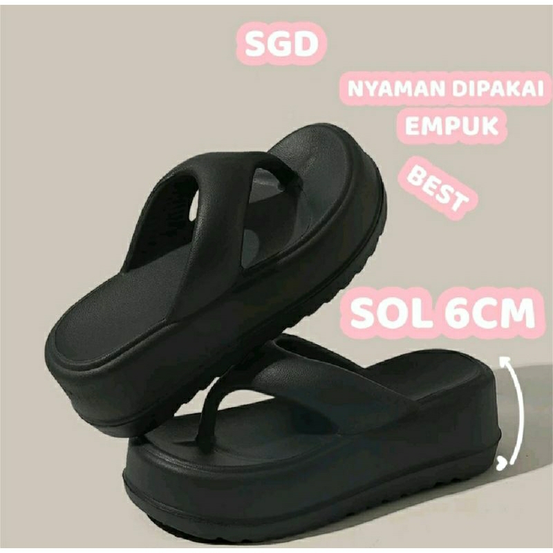Sandal tinggi wedges wanita 5 cm sandal kekinian karet ringan wanita
