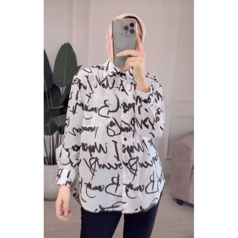 atasan kemeja blouse mix bordier athayaa