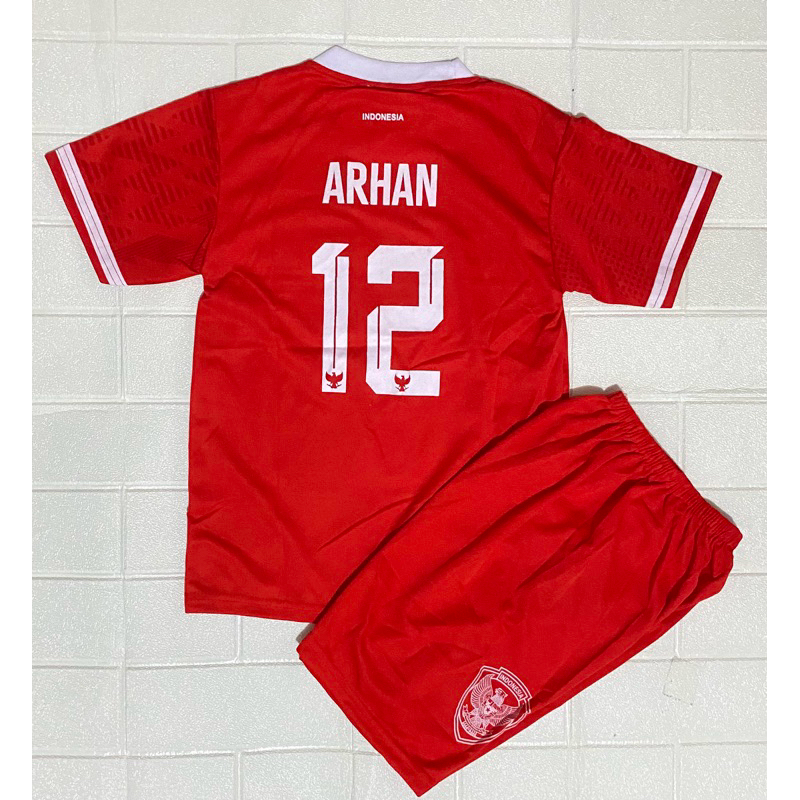 Setelan Bola Timnas Indonesia Arhan Pratama Untuk Anak Usia 2 - 13 Tahun Baju Bola Timnas Garuda Arh