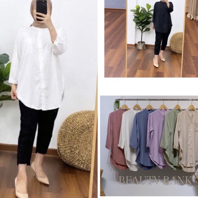 Terlaku KEMEJA TUNIK POLOS JUMBO XXL LD 12  Shakila Premium Import  Atasan MUSLIM REAL PICT