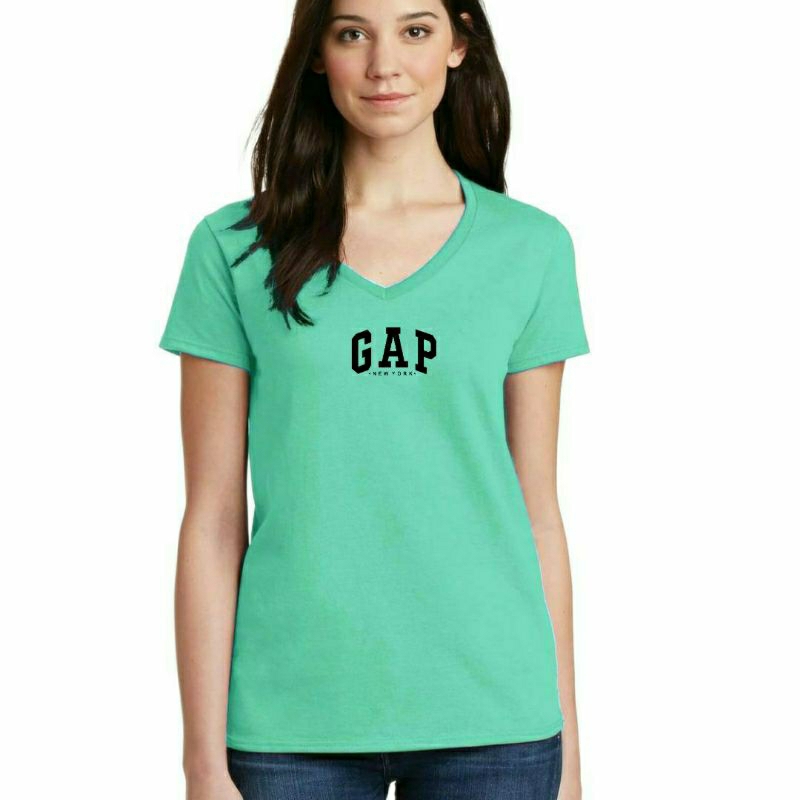 kaos cewek cotton kerah v GAP