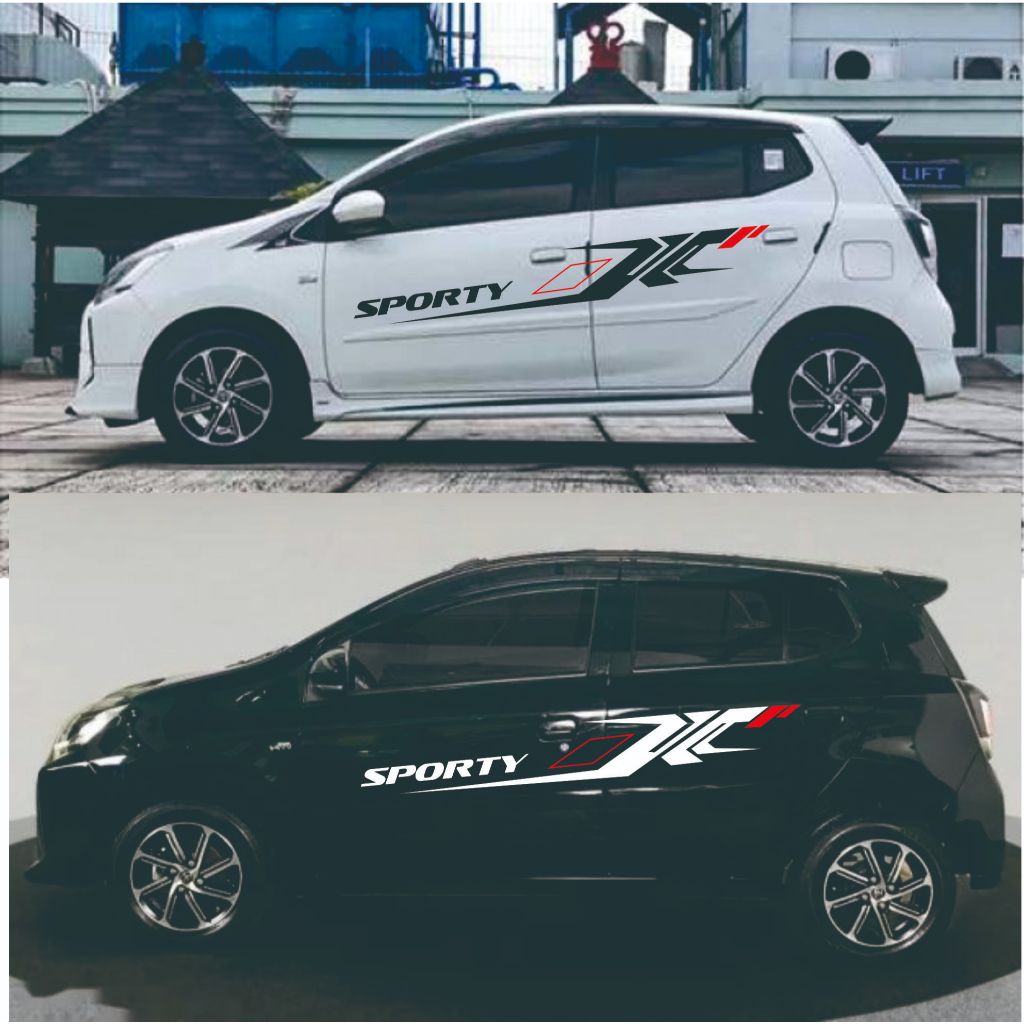 Stiker Mobil Agya Putih Hitam Merah Keren Variasi Ayla gr sport keren Minimalis
