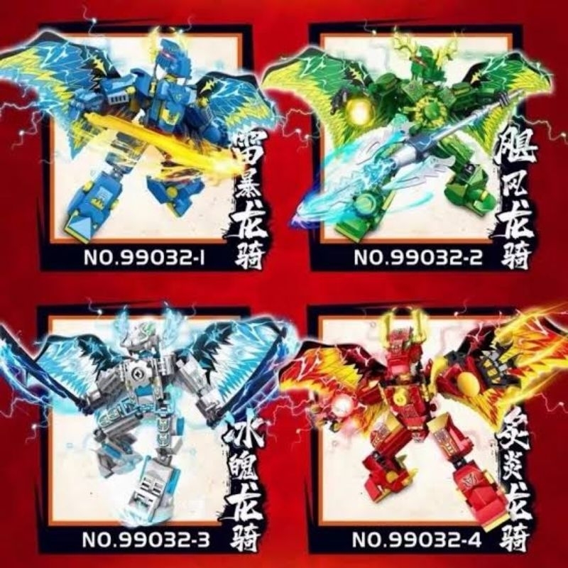 mainan balok 99017 brick ninja naga fire dragon lord obm 99075 robot