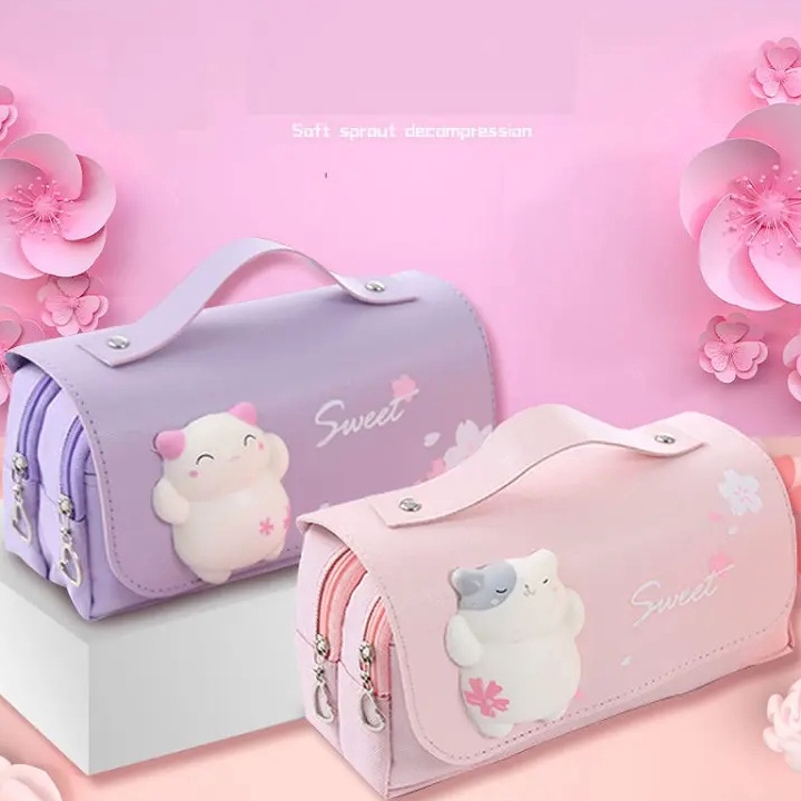 

ART Y54P Kartun Tas Pensil DekompresiKotak Alat Tulis 3D Kapasitas Besar Sekolah Dasar Tas Pensil Multifungsi DekompresiSuper Cute Girl Heart 3D