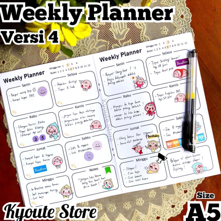 

Ready Laris Buku My Weekly Planner A5 Kyoute Versi 4 Perencanaan Agenda Schedule Book Simple Kegiatan Penting
