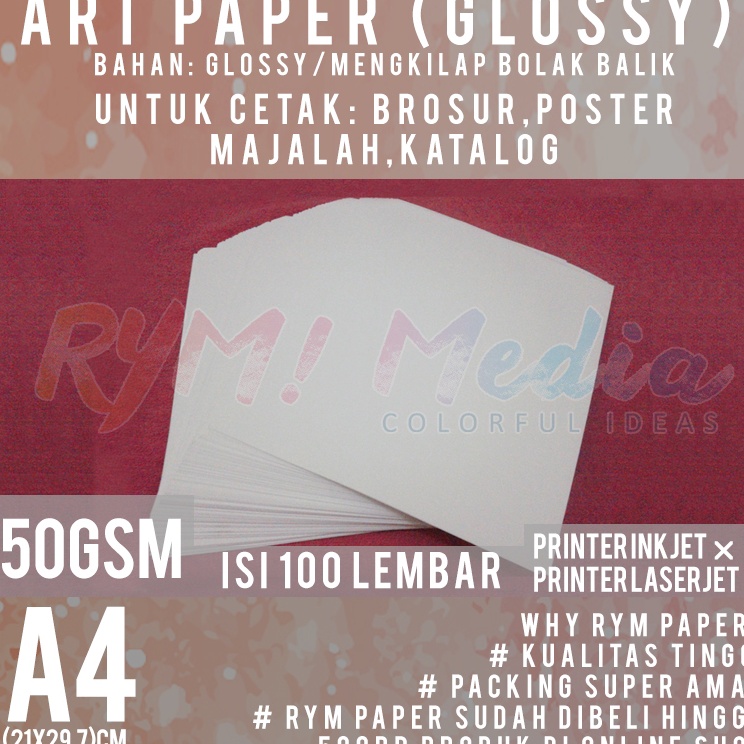

Obral Terbatas Art Paper 15 gsm A4 isi 1 Lembar Kertas Bahan Brosur Mengkilap Glossy 15 gram