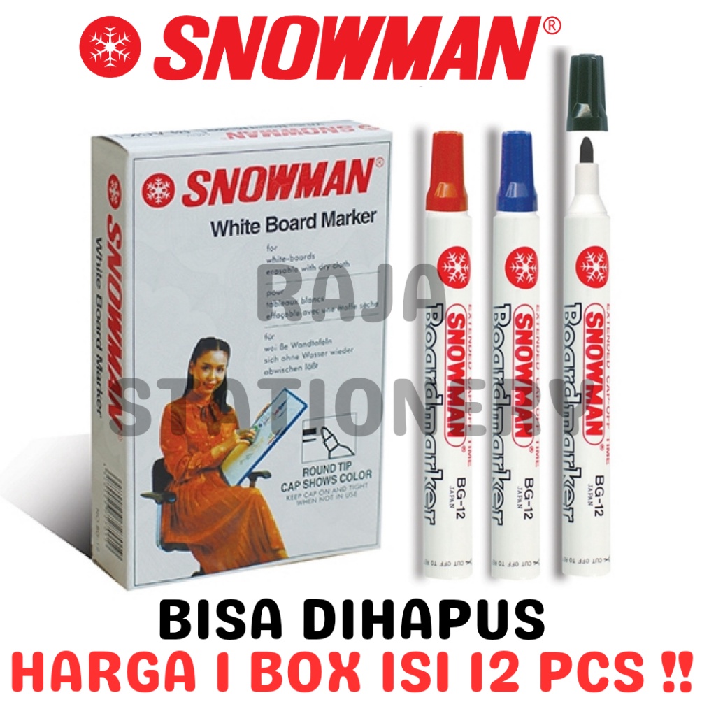 

ART E45J SNOWMAN WHITEBOARD MARKER BLACK BLUE RED BG12 SPIDOL PAPAN TULIS HITAM BIRU MERAH ABG12 12PCS
