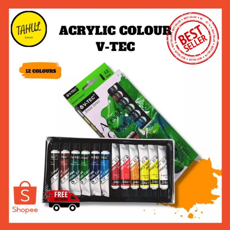 

ART Y79I 1 Set 12 Warna VTEC ACRYLIC COLOURS 6 ML SET 12 warna VTEC CAT AKRILIK 12 WARNA