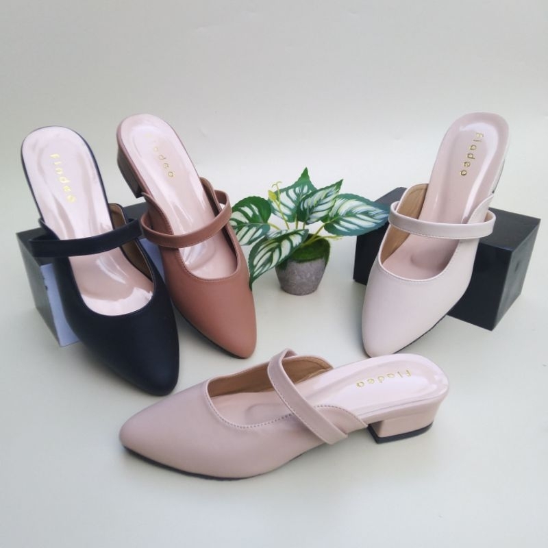 Sandal selop wanita hak 3cm sendal Hells fladeo matahari