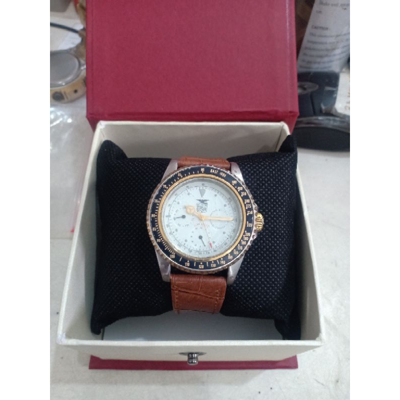 Jam tangan Pria Men ELGIN DAYDATE FK - 338 Analog Quartz