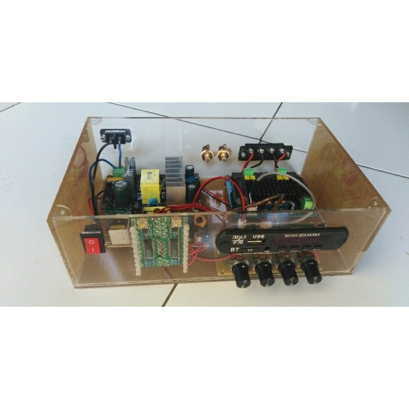 amplifier box acrylic tpa3116d2 ic ori bass mantap