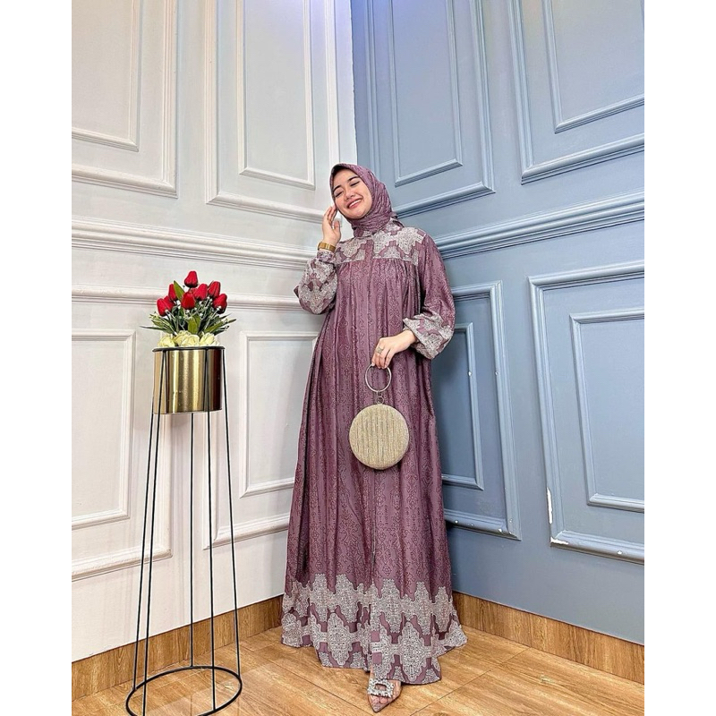 READY(SIAP KIRIM) EVELYN GAMIS SET HIJAB RAYON DIAMOND SILANG BELAKANG LYBEL SET HIJAB RAYON SULTAN 