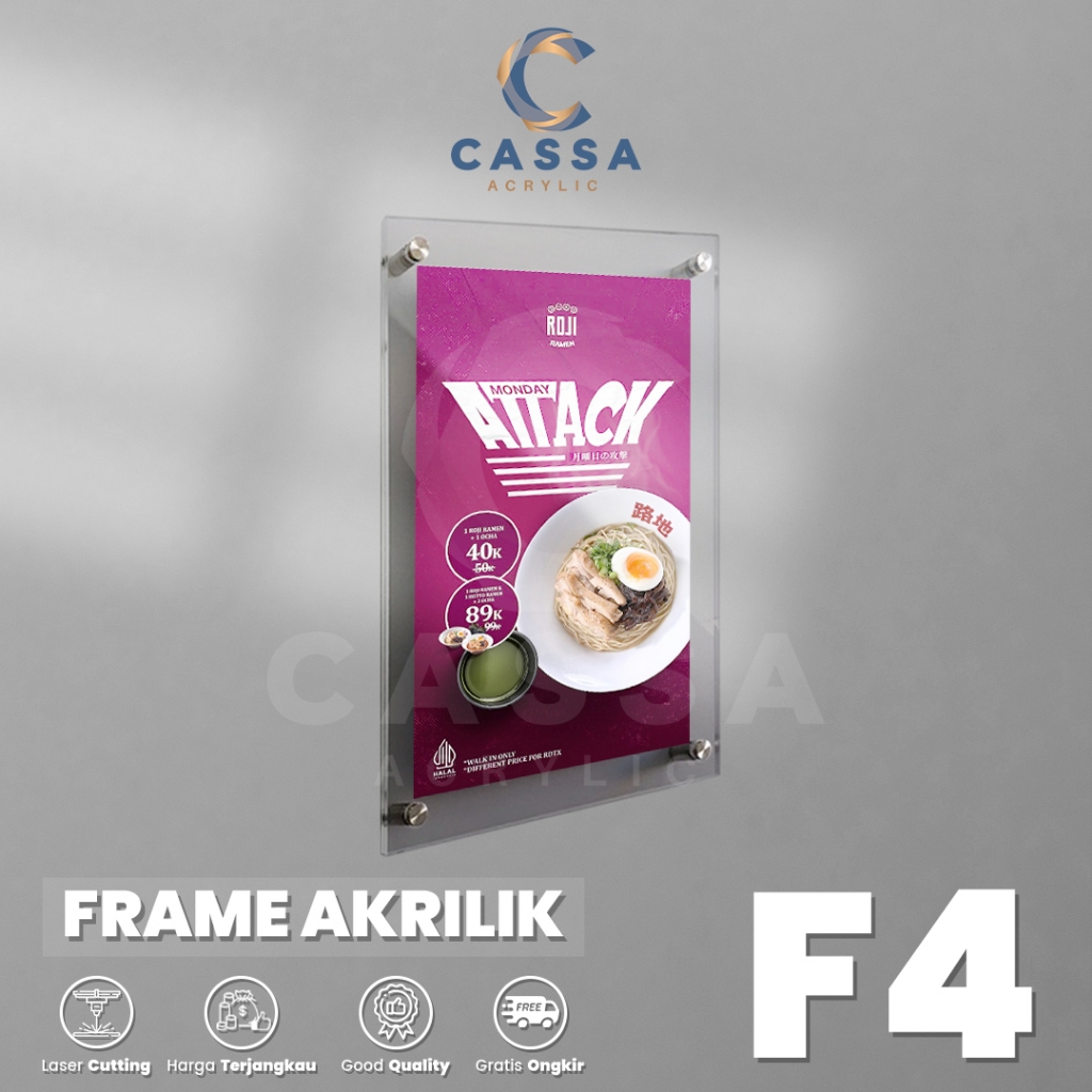 Frame Dinding Akrilik F4 / Frame Akrilik Dinding Frame Display Poster Acrylic