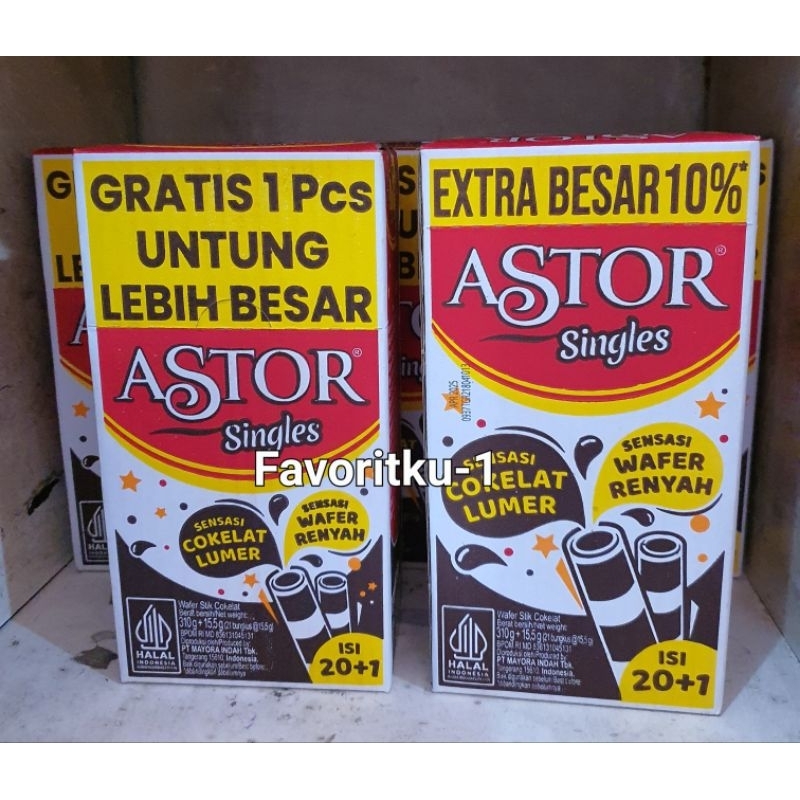 

ASTOR Singles Wafer Stick Cokelat. 1 Box Isi 20+1 Pcs. KEMASAN BARU