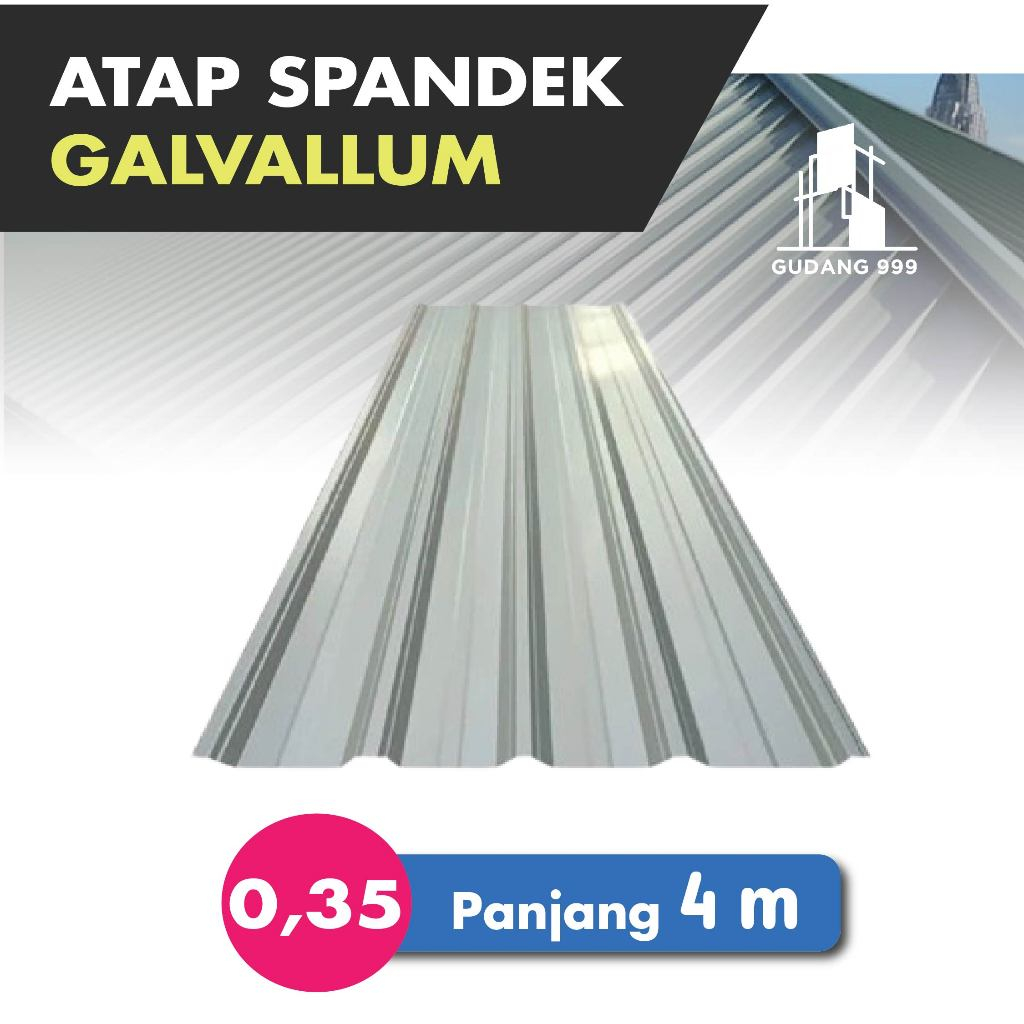 Atap Spandek 0,35 mm x 4 m / Spandeck / Atap Galvalum / Seng Spandek