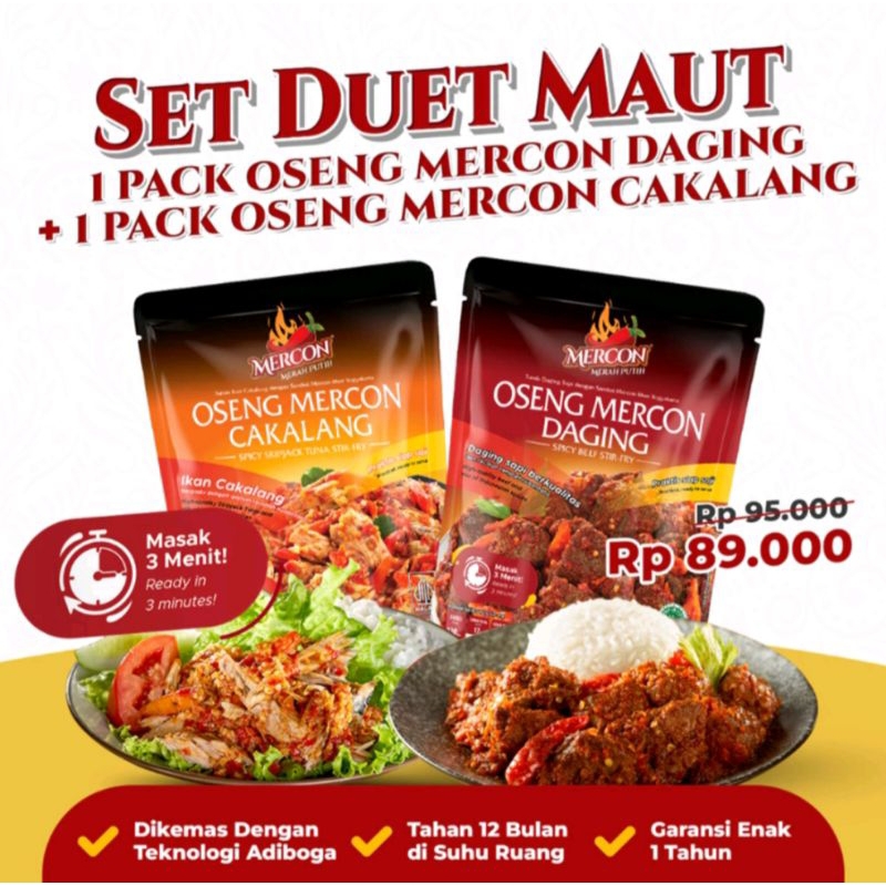 

Oseng Mercon Merah Putih |Set Duet Maut Oseng Mercon Daging + Cakalang