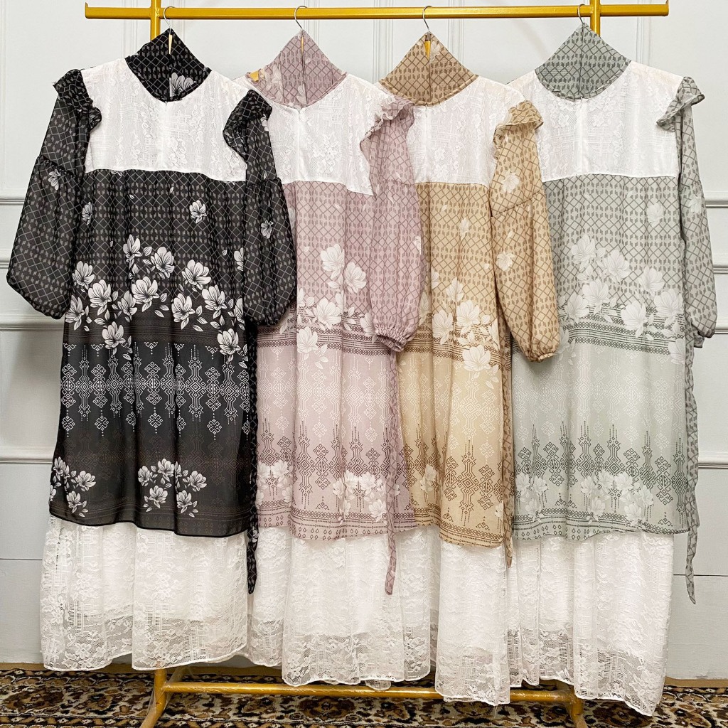 GAMIS IZZATI BRUKAT MALIKA MIX CERUTY SET HIJAB