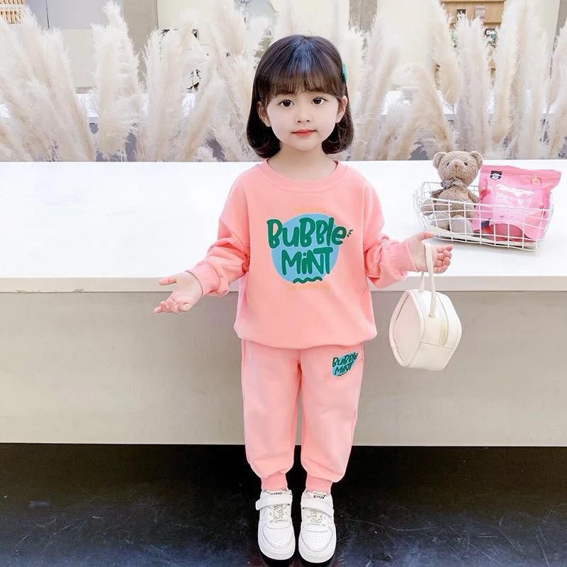 SETELAN SWEATER  TERBARU ANAK BAHAN BABYTERRY USIA 1-7 TAHUN/SATU SET SWEATER ANAK PEREMPUAN MOTIF B