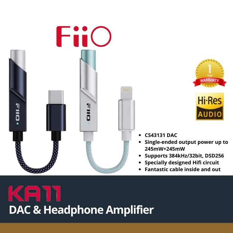 FiiO KA11 / KA-11 / KA 11 Portable DAC & Headphone Amp in adapter