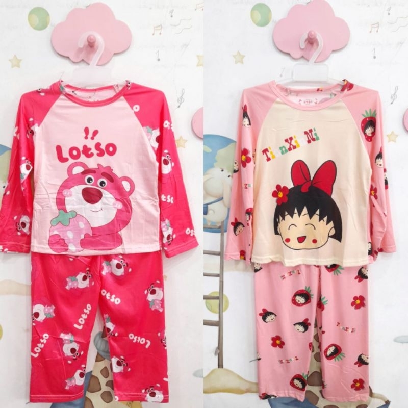 Baju Tidur Anak Perempuan Usia 4 - 12 Tahun Piyama Gambar Lotso Shizuka