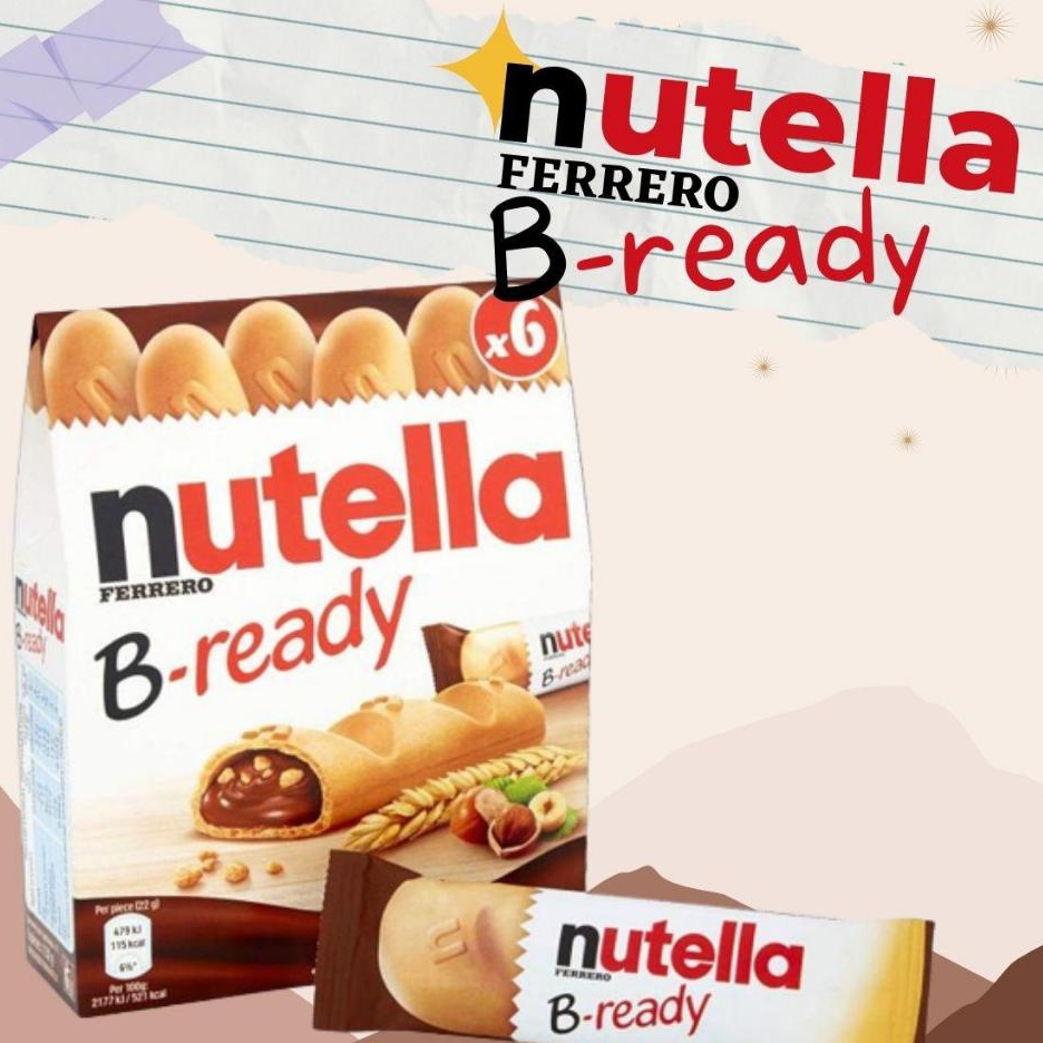 

Nutella Ferrero B Ready 132gr isi 6 Pcs 1 Pak Wafer isi Olesan Kacang Hazelnut dengan Cokelat
