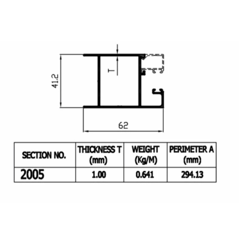 Aluminium Dacon Swing Door 2005 Tiang Engsel Aluminium Batangan