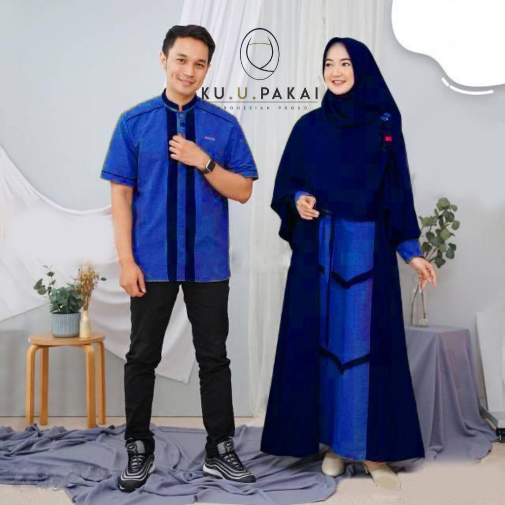 Baju Couple Pasangan Arsya Gamis & Kemeja kokoh Lengan Pendek / Outfit Baju Couple Leberan Termurah 
