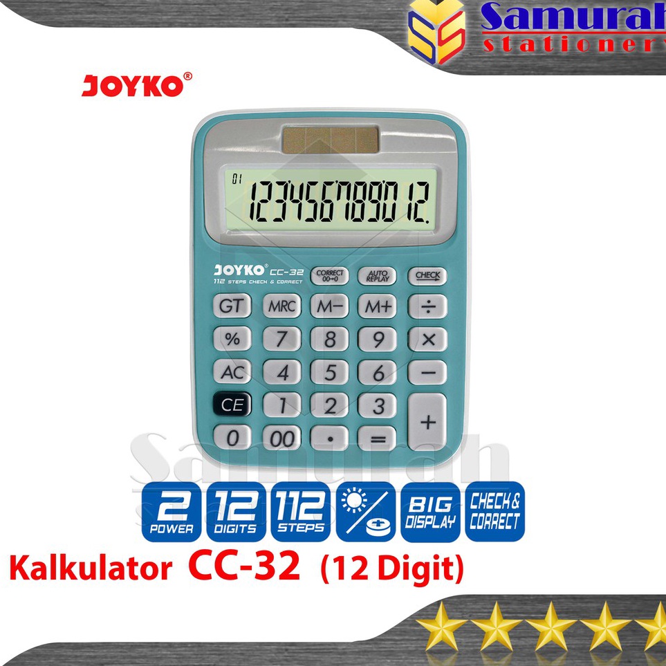 

KODE O3J4 Kalkulator Meja Joyko CC 32 Mesin Hitung CC32 Calculator 12 Digit Check Correct Big Display