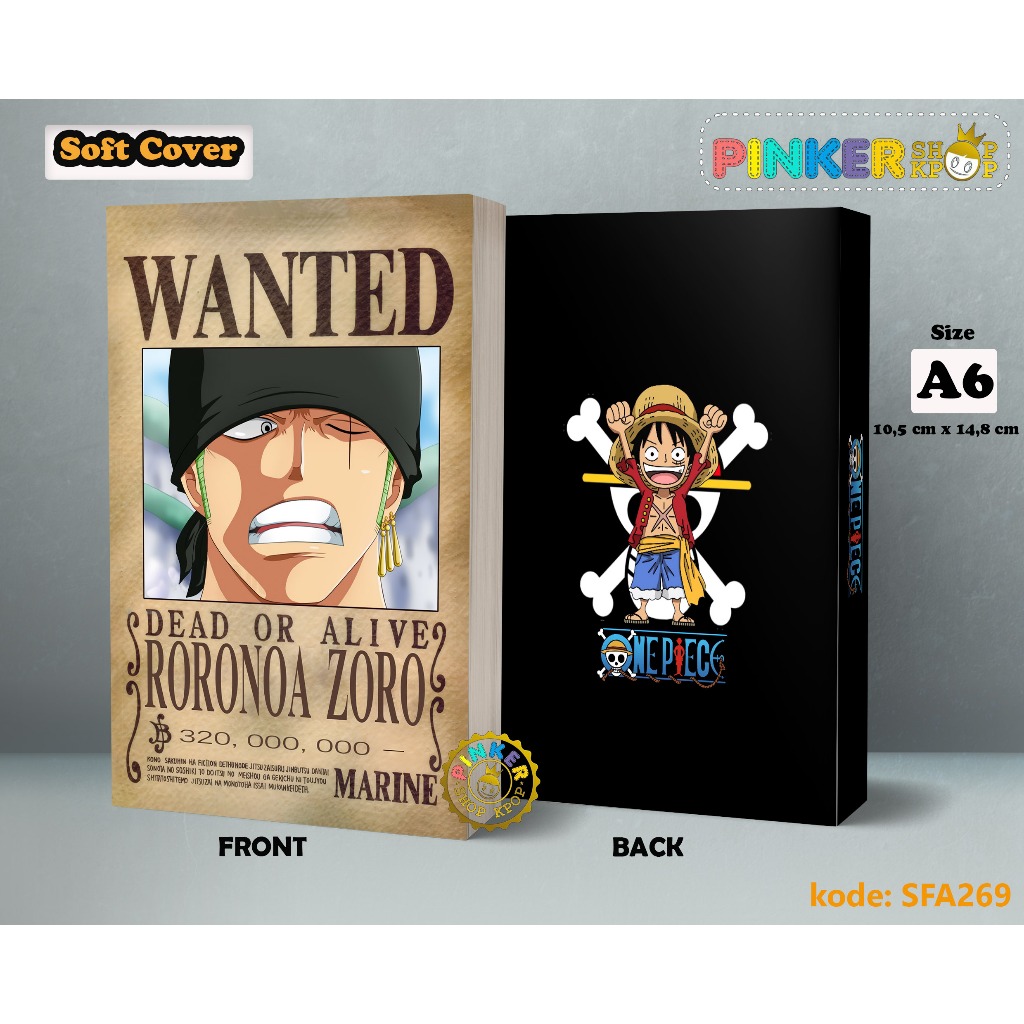 

(SFA269) Pocket Note Anime One Piece Wanted Roronoa Zoro Softcover
