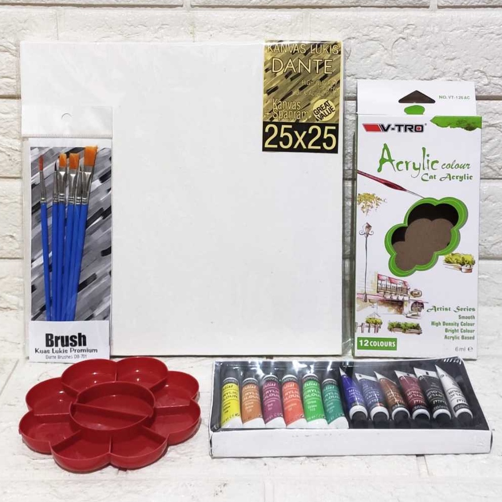

KODE F3Y8 PAKET MELUKIS 4in1 SET Kanvas 25x25 Kuas Palet