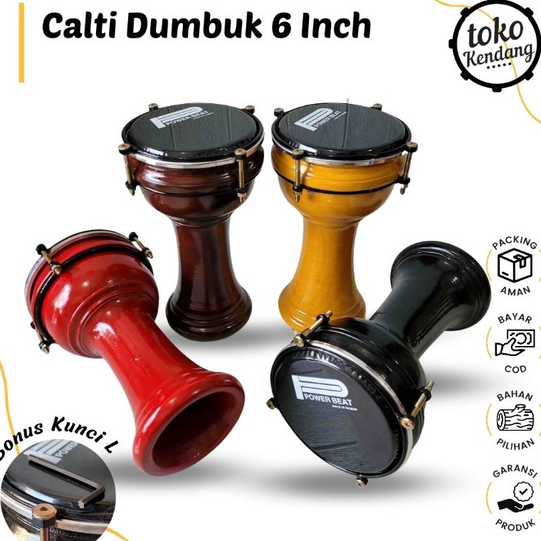KODE A57K Calti Darbuka Dumbuk Pinggang Mini Anak Mika 6 Inch Power Beat Kayu Asli Bonus Kunci L Ber