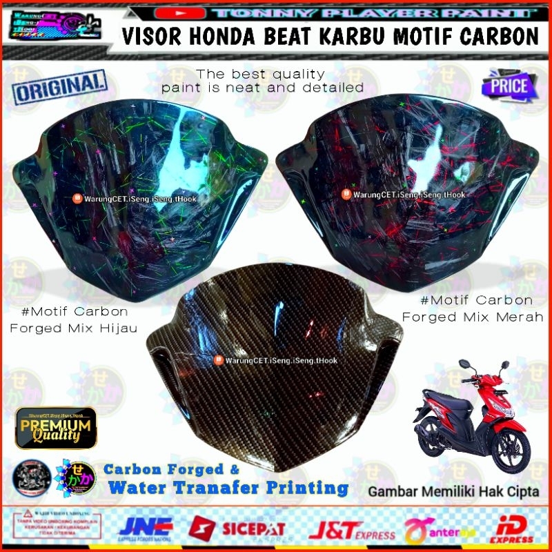 Visor Honda Beat Karbu lama TGP Carbon Serat Kevlar Motif Forged & Carbon Celup Wtp