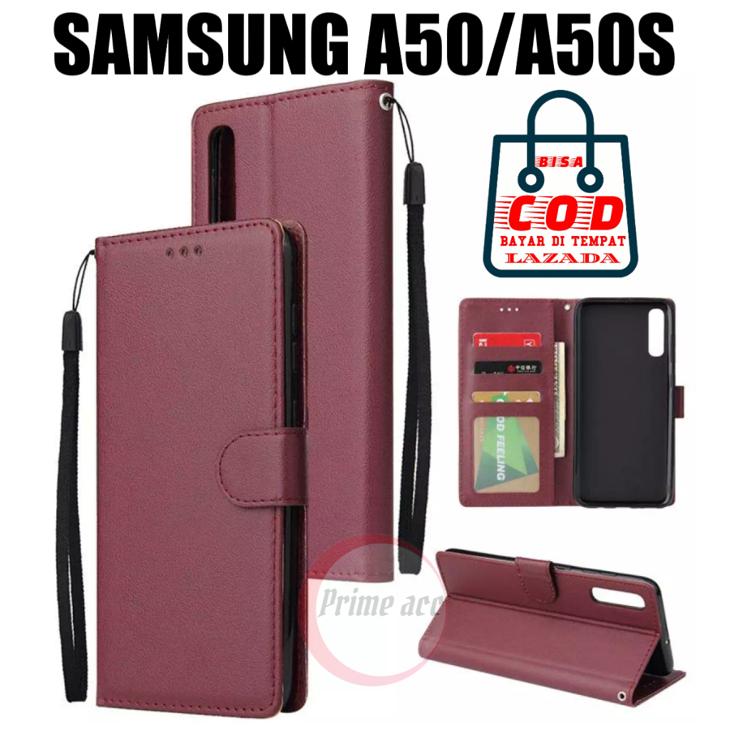 flip case SAMSUNG A50/ SAMSUNG A50S leather case casing dompet handphone