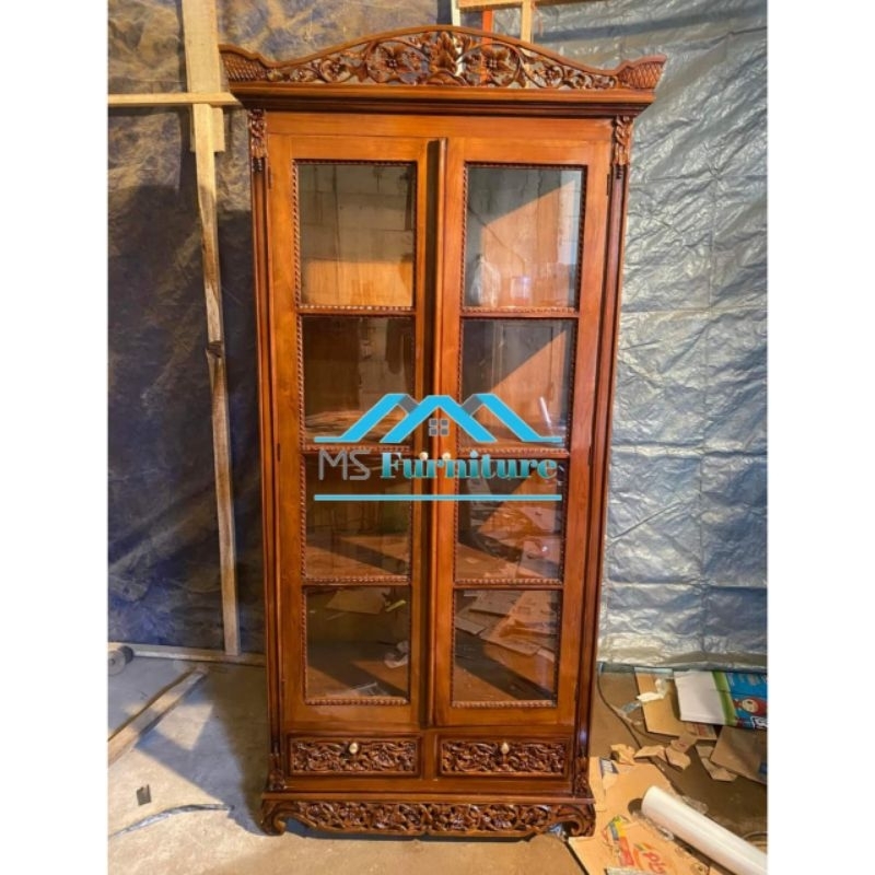Lemari Palembang Pintu 2 / Lemari Hias Pajangan Palembang Pintu 2 / Lemari Piring Palembang