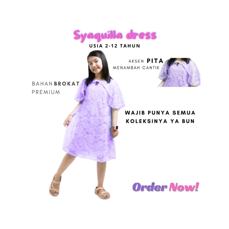 syaquilla dress anak brukat premium usia 2-12 tahun | baju pesta anak | dress brokat anak |dres anak