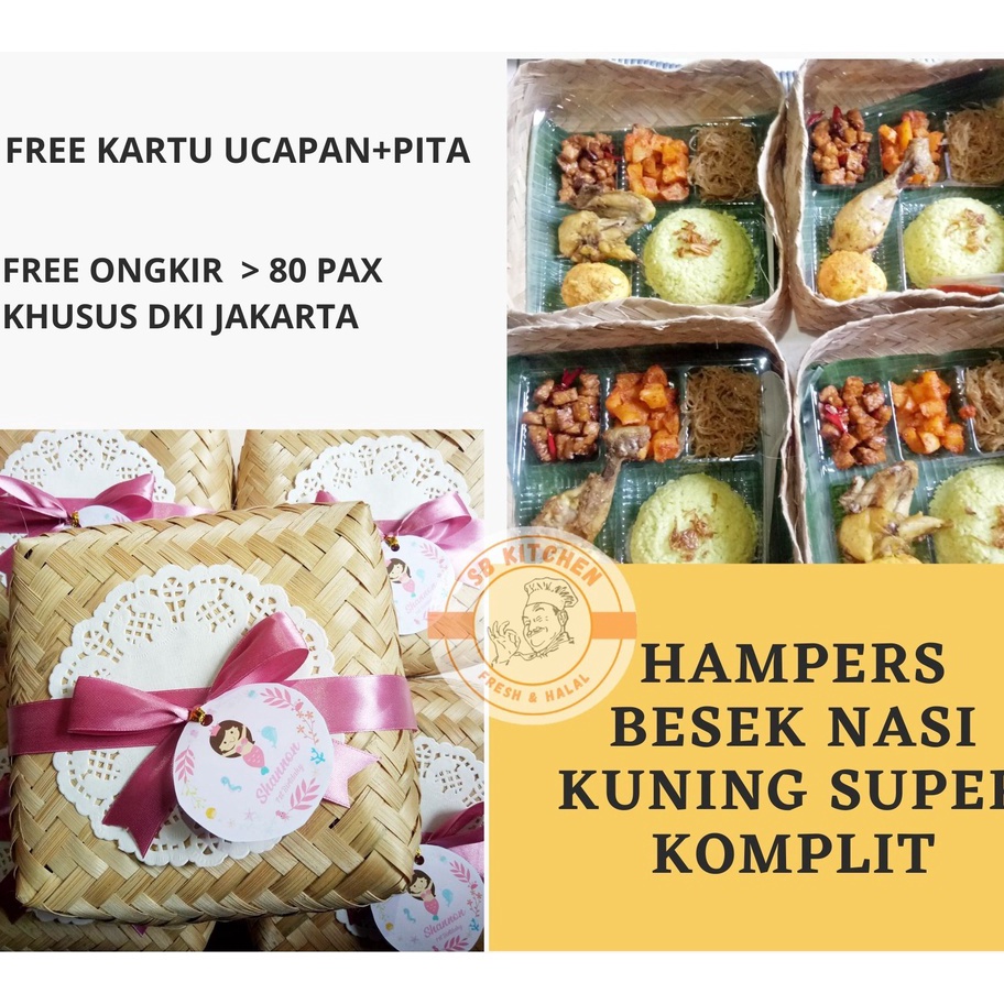 

77 HAMPERS BESEK BAMBU NASI KUNING SUPER KOMPLIT PAKET NASI KOTAK LEZAT