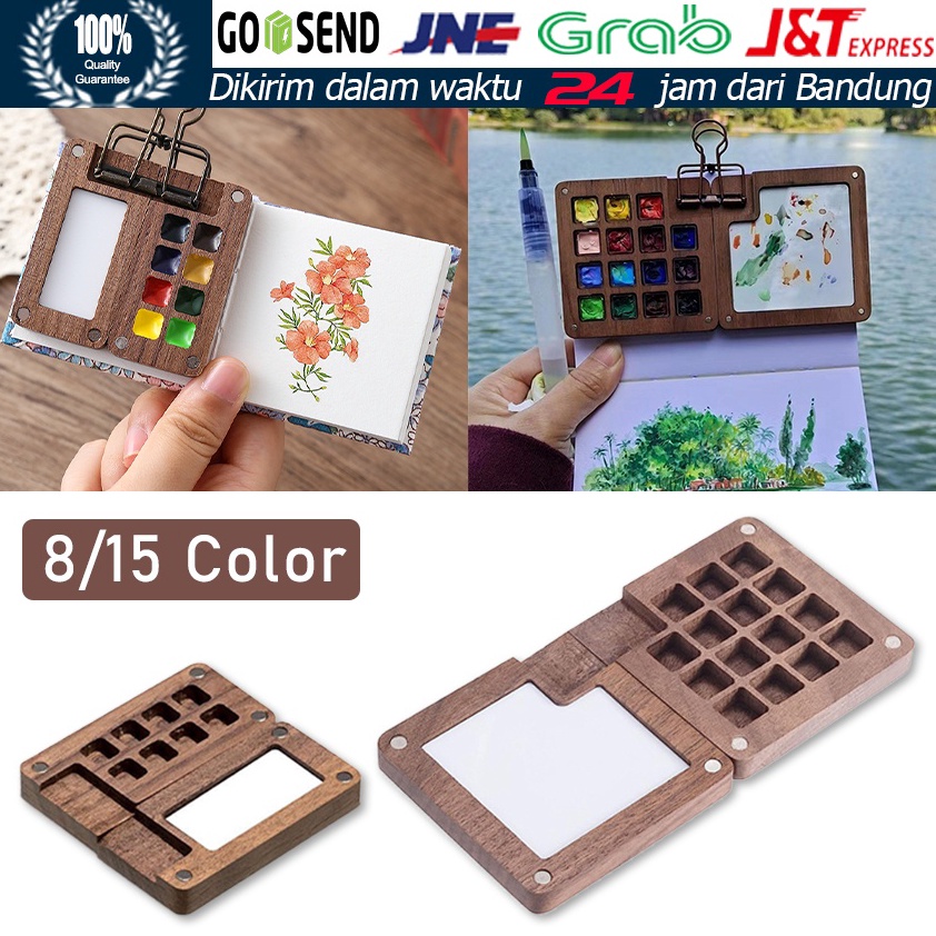 

KODE T6E3 Mini Palette Wooden Magnetic Magnetic Wooden Palette For Watercolor Palette Kayu Mini Watercolor