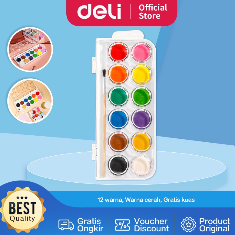 

ART N26K Deli Watercolor Painting Cat Air Padat 12 Warna Gratis Kuas Kualitas Tinggi EC1512