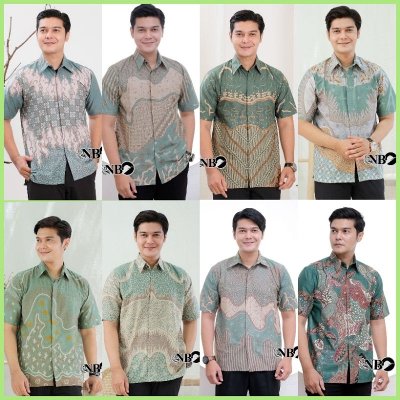 Hem batik pria lengan pendek warna sage toska mint / batik hijau M L XL XXL #batikgarutan